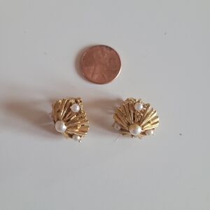 Gold and Pearl Shell Earrings